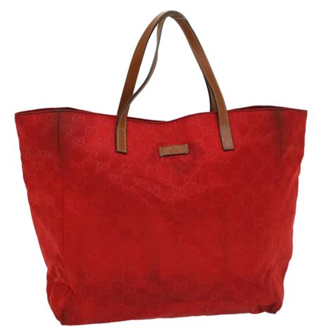 Gucci Gg Canvas Tote Bag Red 282439 Auth 5433 